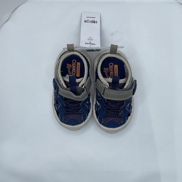 Toddler OshKosh Bgosh Size 4 Navy & Gray Sandals With Velcro Strat - Picture 4 of 4